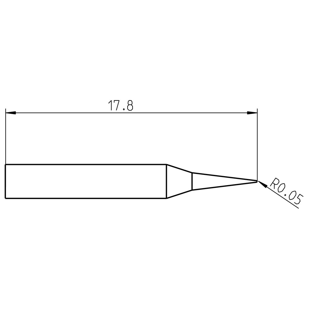 Lödspets serie RTP, rund form, RTP 001 C NW MS/Ø 0,1 mm, konisk/MS - 2
