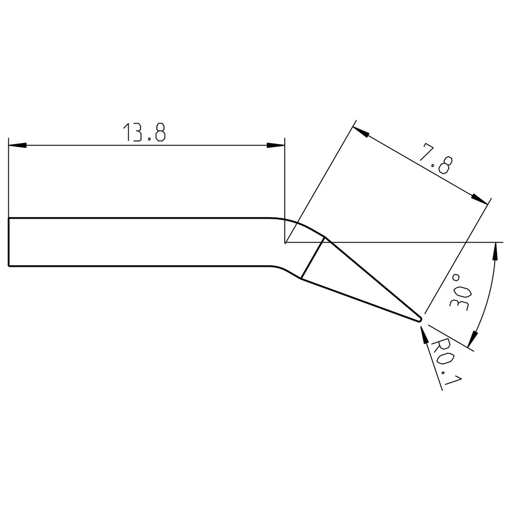 Soldering tip series RTP, round shape, RTP 002 CX MS/Ø 0.2 mm, conical/MS