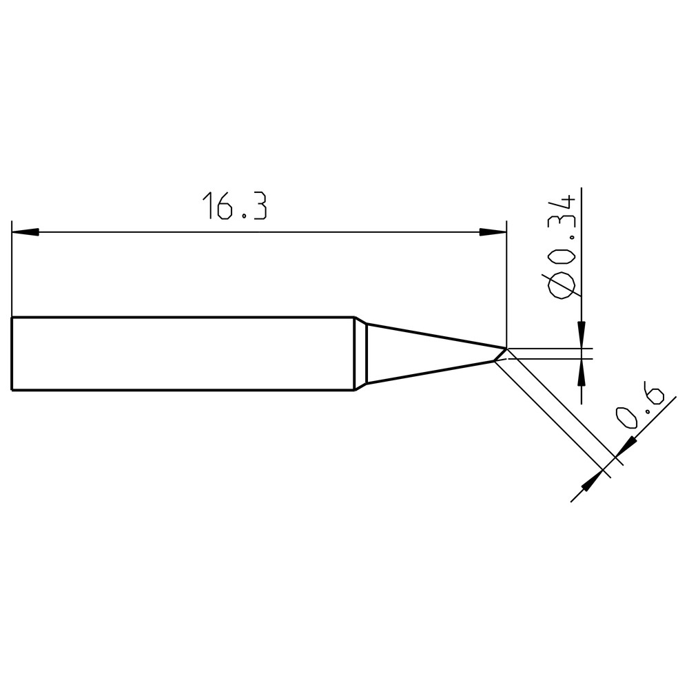 Soldering tip series RTP, round shape, RTP 004 B MS/Ø 0.4 mm, beveled/MS - 2