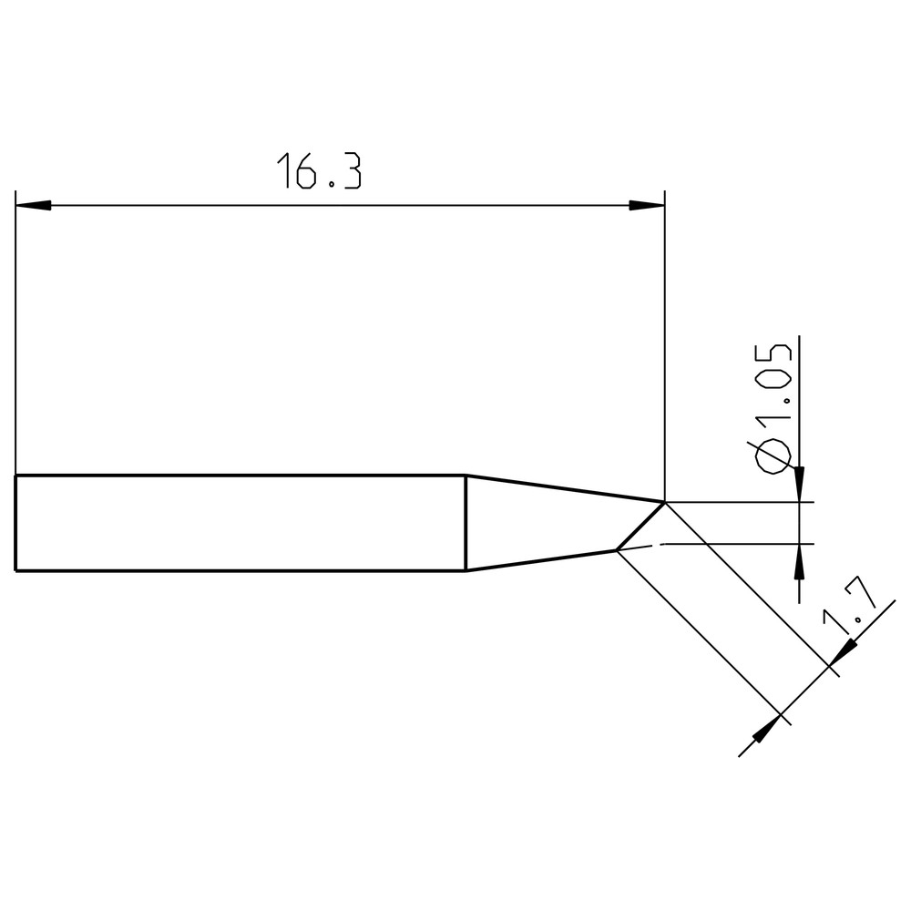 Soldering tip series RTP, round shape, RTP 012 B MS/Ø 1.2 mm, beveled/MS - 2
