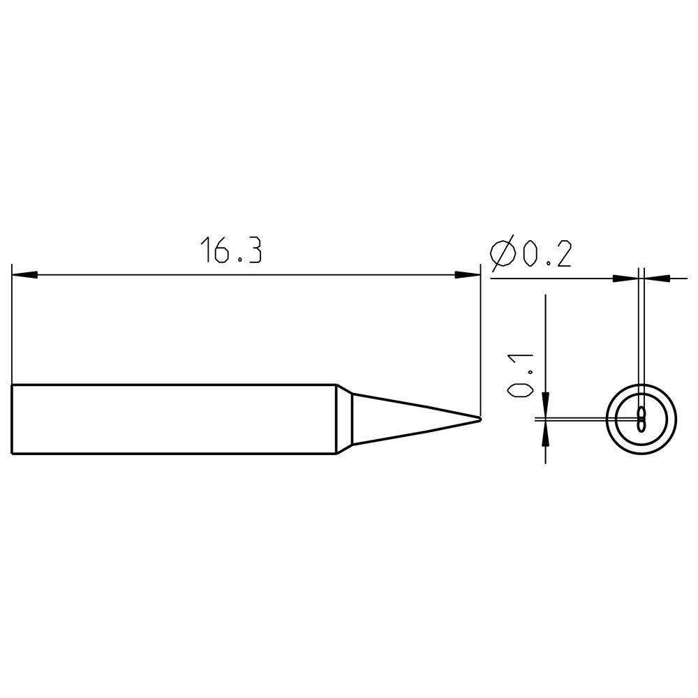 Soldering tip series RTP, chisel shape, RTP 002 S MS/0.2 x 0.1 mm, MS - 2