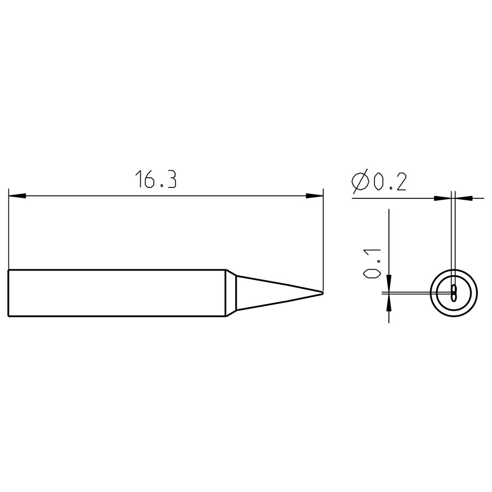 Soldering tip series RTP, chisel shape, RTP 002 S NW MS/0.2 x 0.1 mm, MS