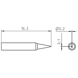 Soldering tip series RTP, chisel shape, RTP 002 S NW MS/0.2 x 0.1 mm, MS