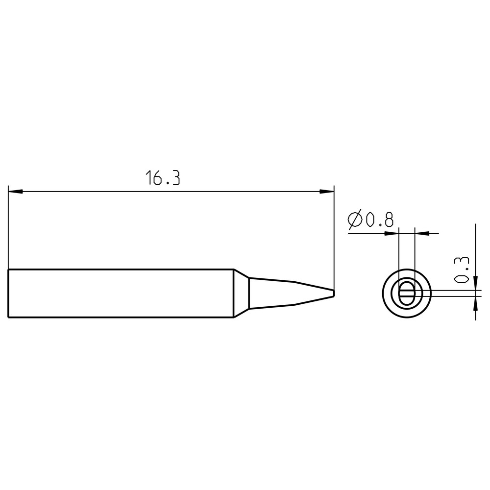 Lödspets serie RTP, mejselformad, RTP 008 S MS/0,8 x 0,3 mm, MS