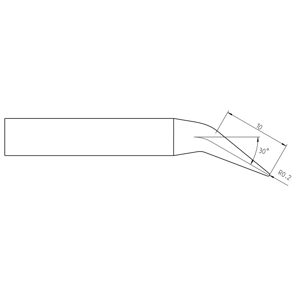 Soldering tip RTU series, round shape, RTU 004 C MS X/Ø 0.4 mm, conical/MS - 2