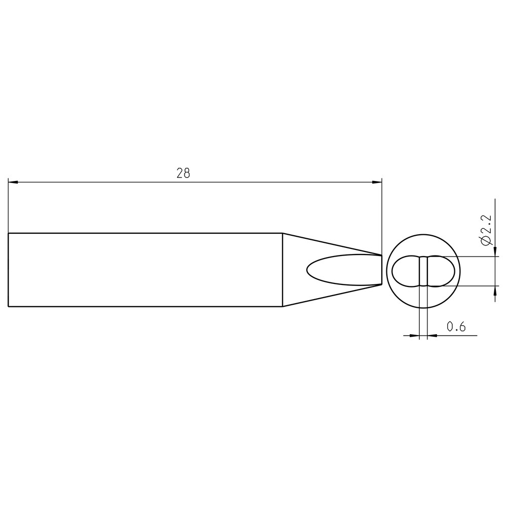 Soldering tip RTU series, chisel shape, RTU 022 S MS/2.2 x 0.6 mm, chisel - 2