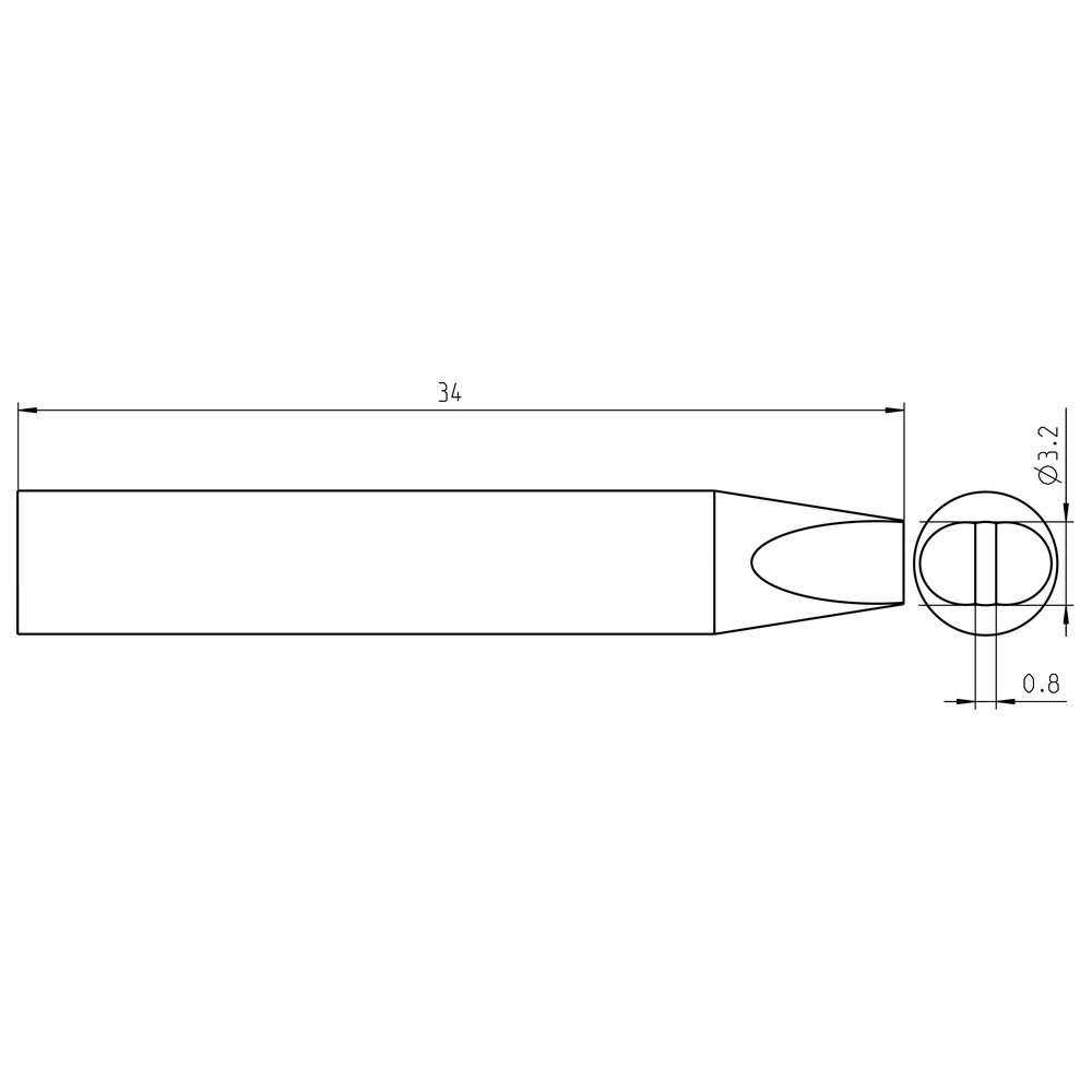 Soldering tip RTU series, chisel shape, RTU 032 S MS L/3.2 x 0.8 mm, chisel - 2