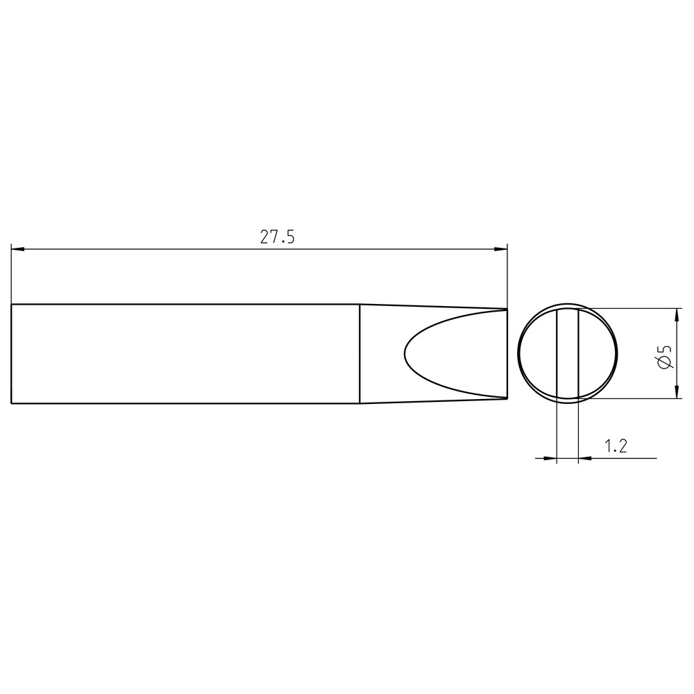 Soldering tip RTU series, chisel shape, RTU 050 S MS/5.0 x 1.2, chisel - 2