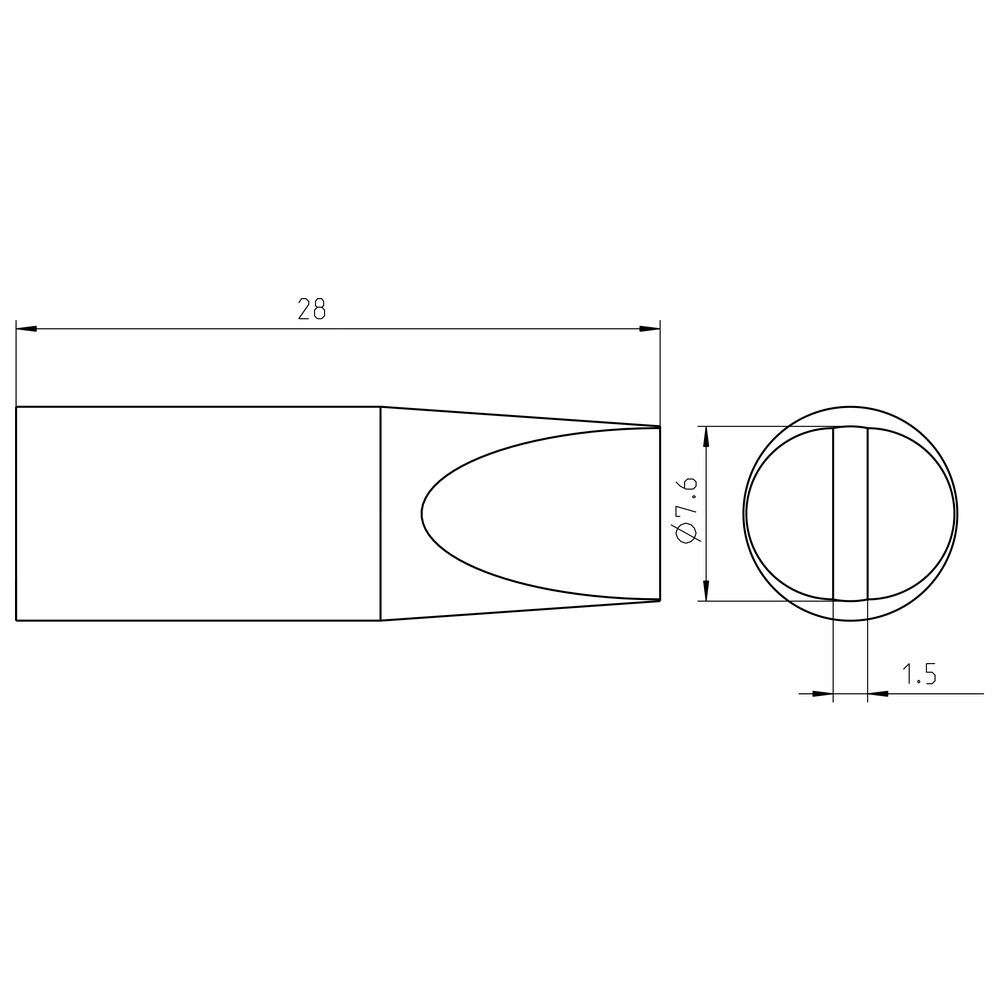 Lödspets RTU-serien, mejselformad, RTU 076 S MS/7,6 x 1,5 mm, mejsel - 2