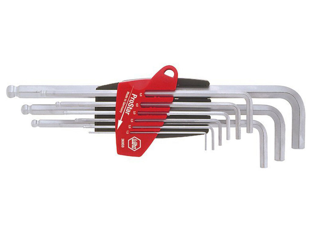 L-key set in ProStar holder Hexagonal ball end matt chrome-plated 10-pcs.