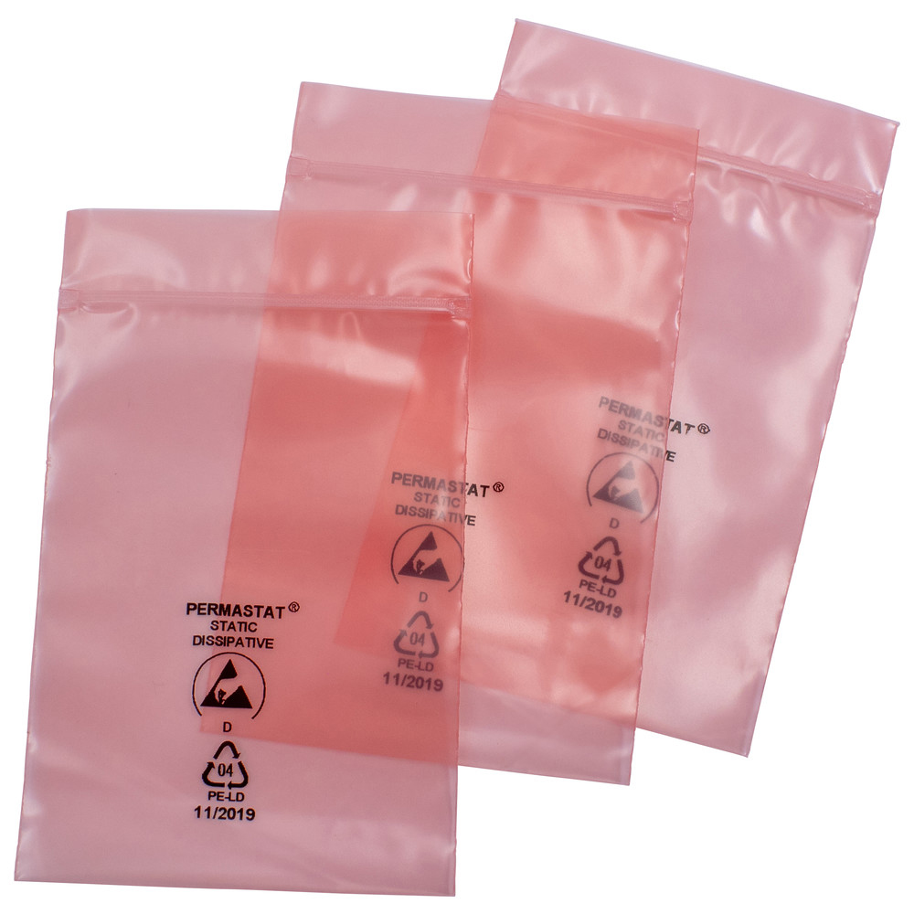 Permastat förpackningspåsar, ESD, 120 x 170 mm, tjocklek 100 µm