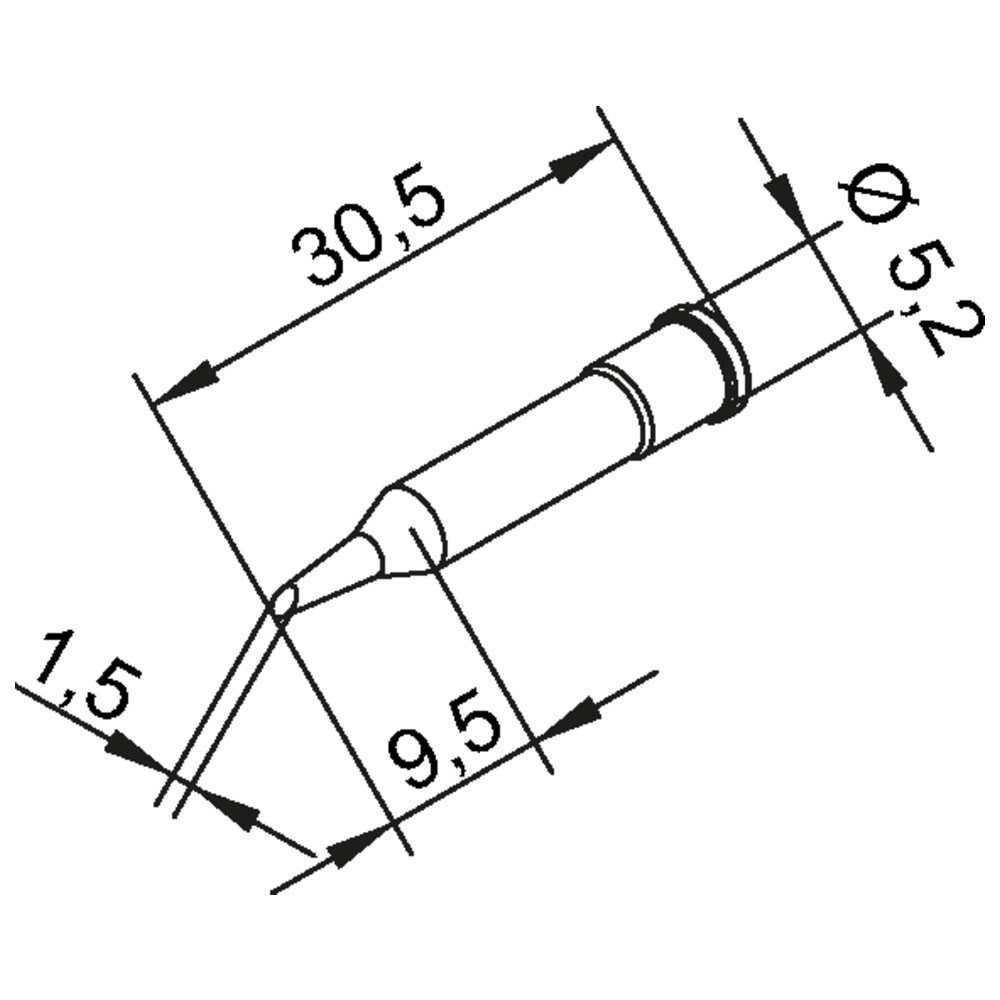 Soldering tip, Series 0102, ADLF15/1.5 mm, beveled