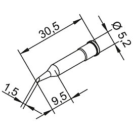 Soldering tip, Series 0102, ADLF15/1.5 mm, beveled