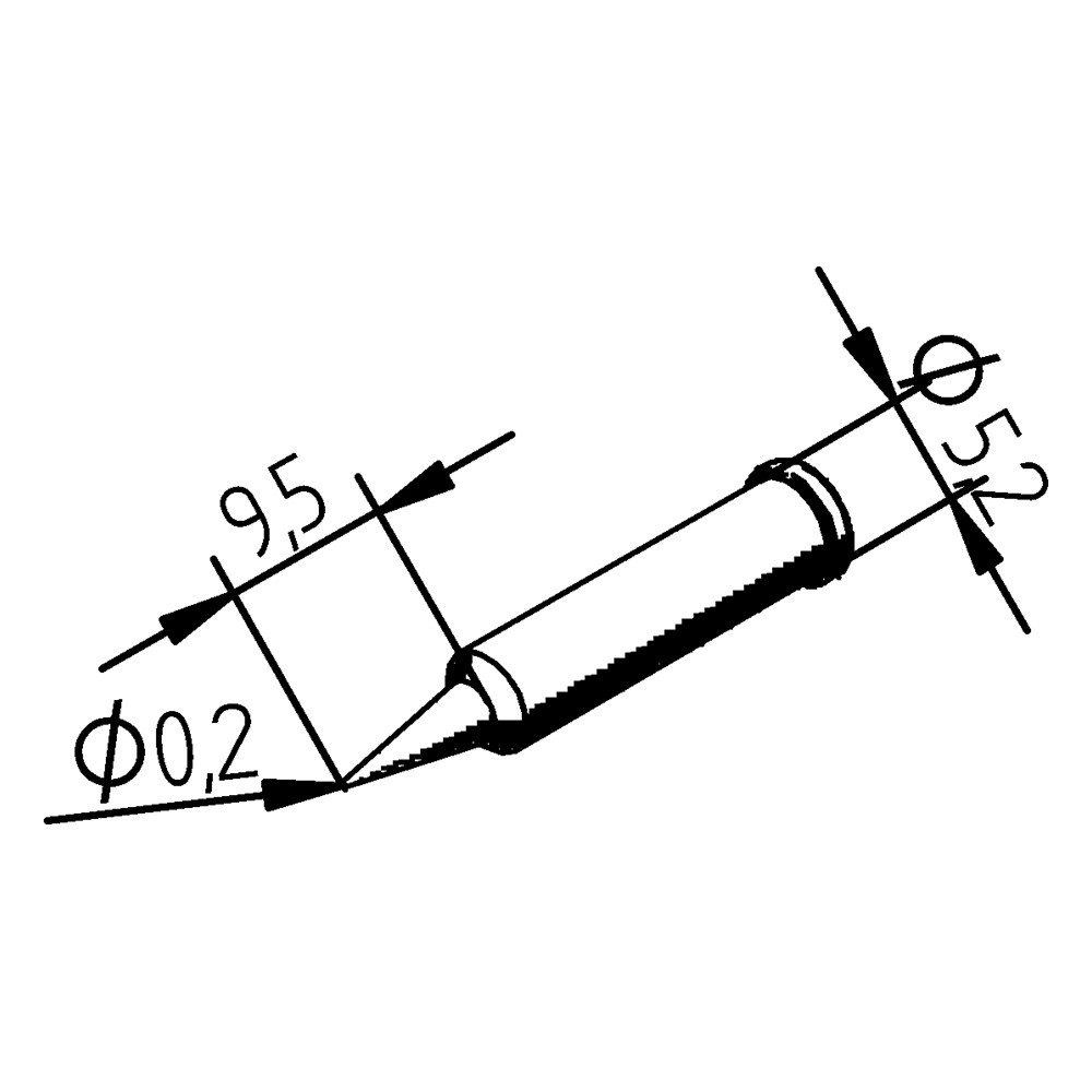 Soldering tip, Series 0102, PDLF02/0.2 mm, straight