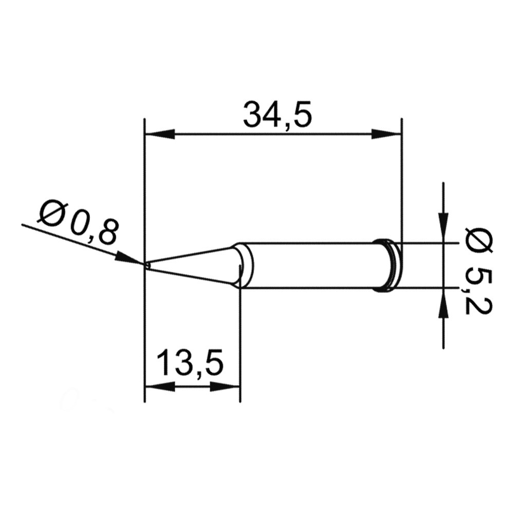 Soldering Tip, Series 0102, PDLF08L/0.8 mm, long
