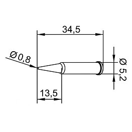 Soldering Tip, Series 0102, PDLF08L/0.8 mm, long