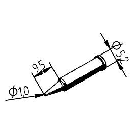 Soldering tip, Series 0102, PDLF10/1.0 mm, straight