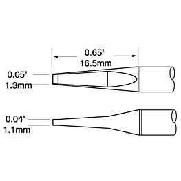 Lödpatron för handstycke MX-PTZ, 28,0 x 12,7 mm, mejsel, vinklad, 412 °C