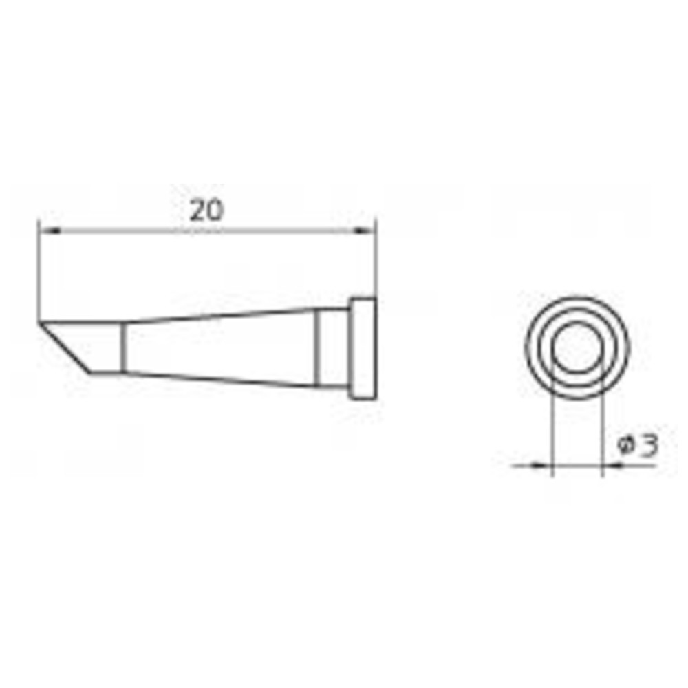 Soldering tip LT series, LT 33CP/Ø 3.0 mm, round, beveled 45° - 2