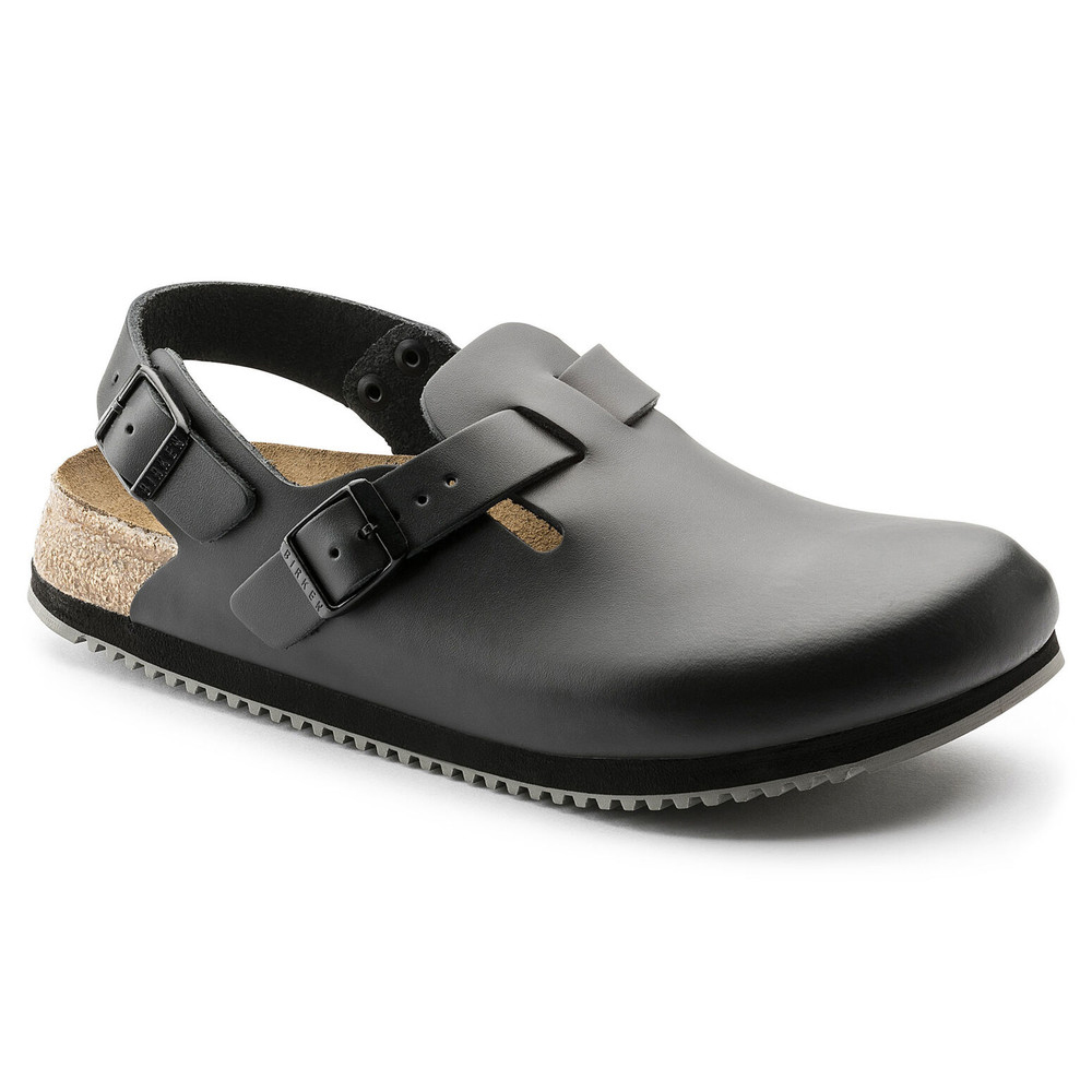 Toffla Tokio Super Grip, natur läder, svart, normal bredd, storlek 37