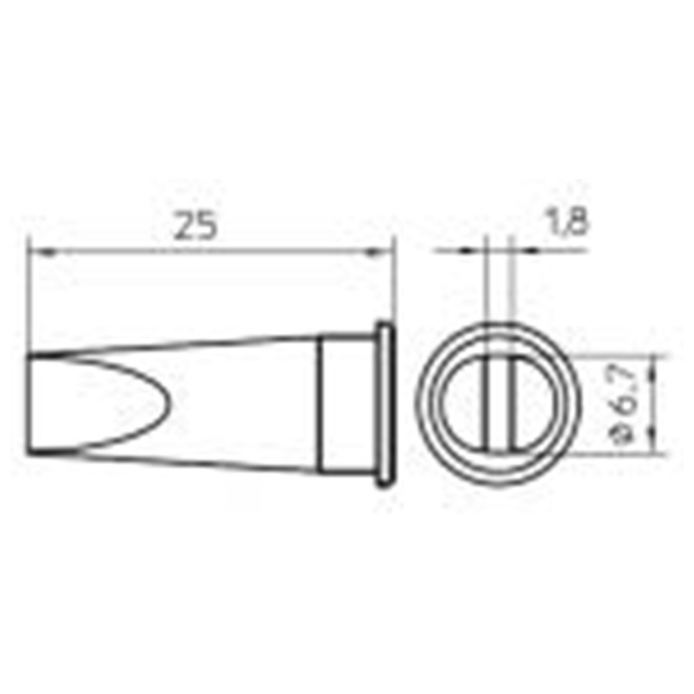 Soldering tip LHT series, chisel shape, LHT E/6.7 x 1.8 mm, straight