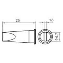 Soldering tip LHT series, chisel shape, LHT E/6.7 x 1.8 mm, straight