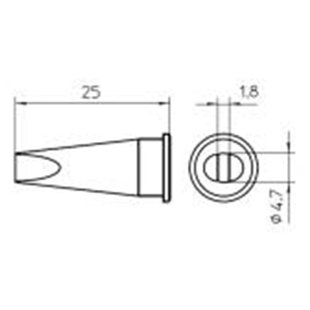 Soldering tip series LHT, chisel shape, LHT D/4.7 x 1.8 mm, straight