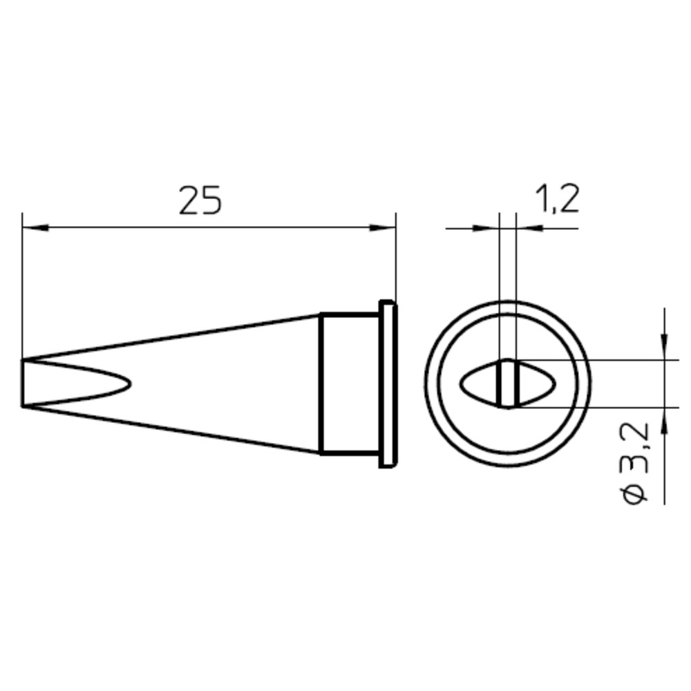 Lödspets serie LHT, mejselformad, LHT C/3,2 x 1,2 mm, rak