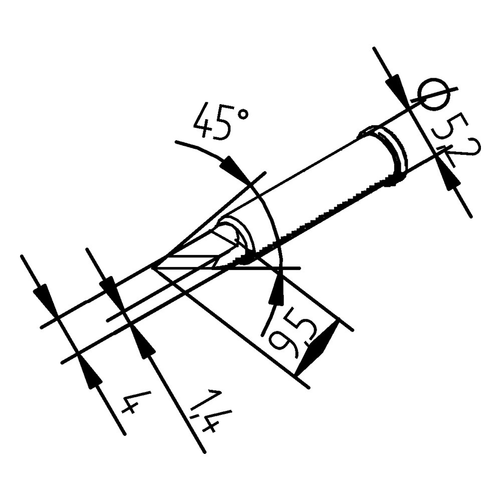 Soldering tip, Series 0102, BDLF20/2.0 mm, PLCC blade