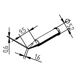 Soldering tip, Series 0102, CDLF16/1.6 mm, straight