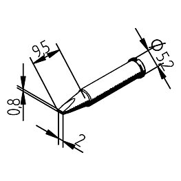 Soldering tip, Series 0102, CDLF20/2.0 mm, straight