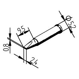 Soldering tip, Series 0102, CDLF24L/2.4 mm, long