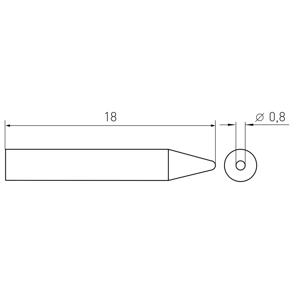 Soldering tip RTM series, round shape, RTM 008 C/Ø 0.8 mm, conical - 2