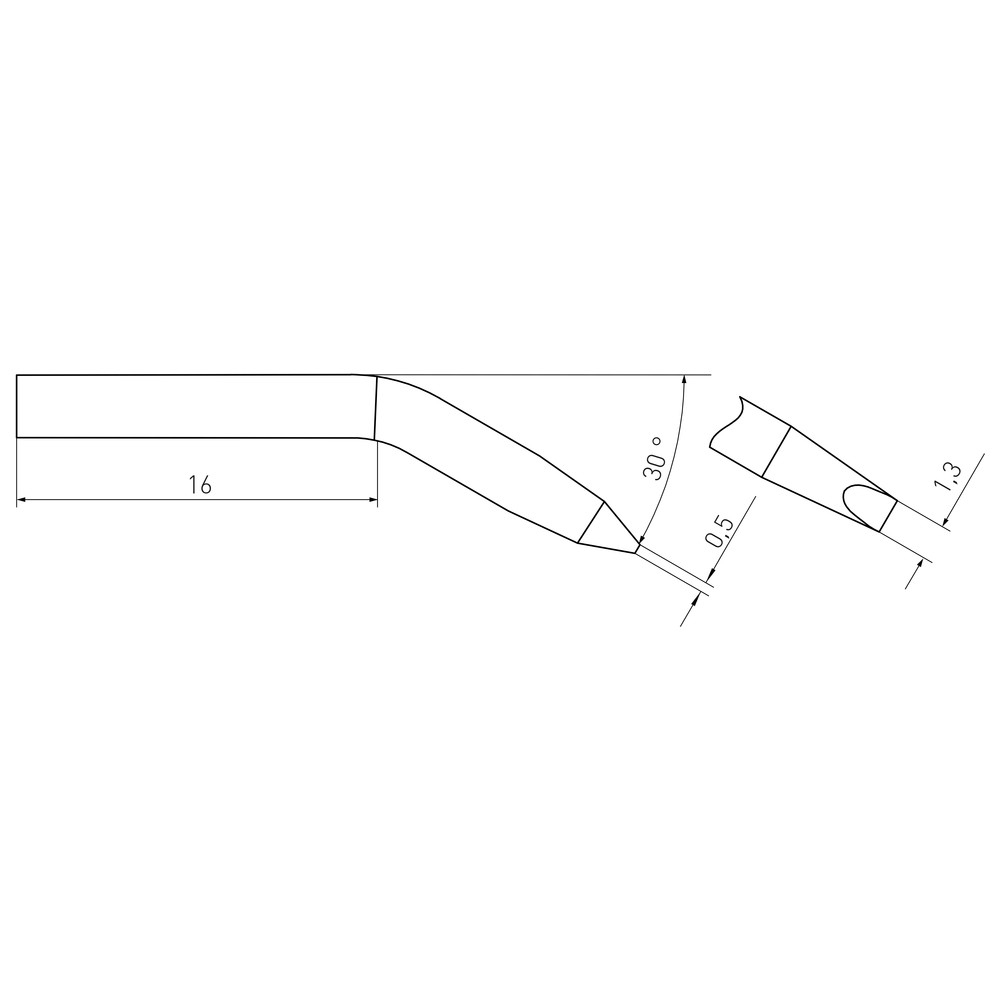 Soldering tip RTM series, chisel shape, RTM 013 S MS X/1.3 x 0.5 mm, straight - 2