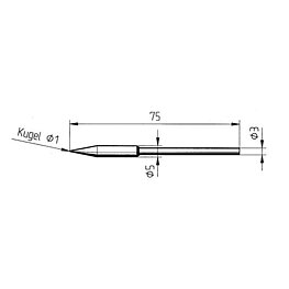 Soldering tip, Series 0212, SDLF/0.2 mm, pencil tip