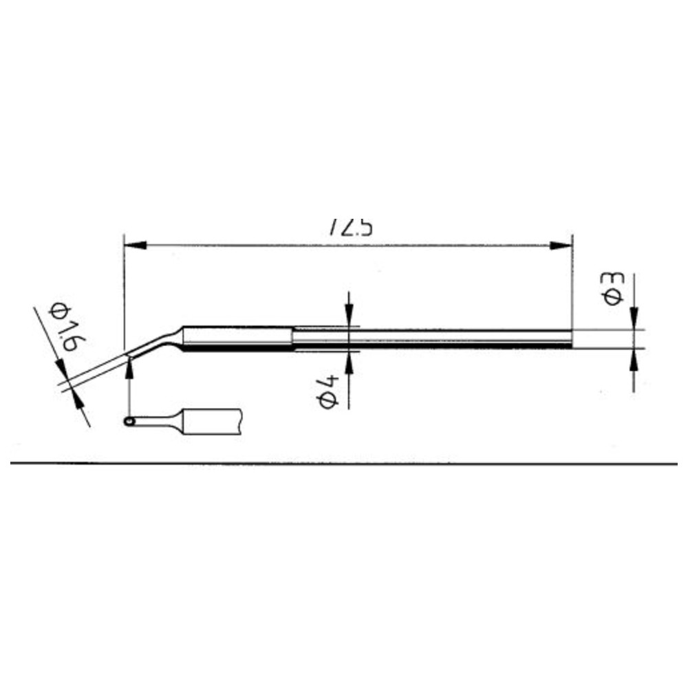 Soldering tip, 0212 series, WD/1.6 mm, MiniMicroWell