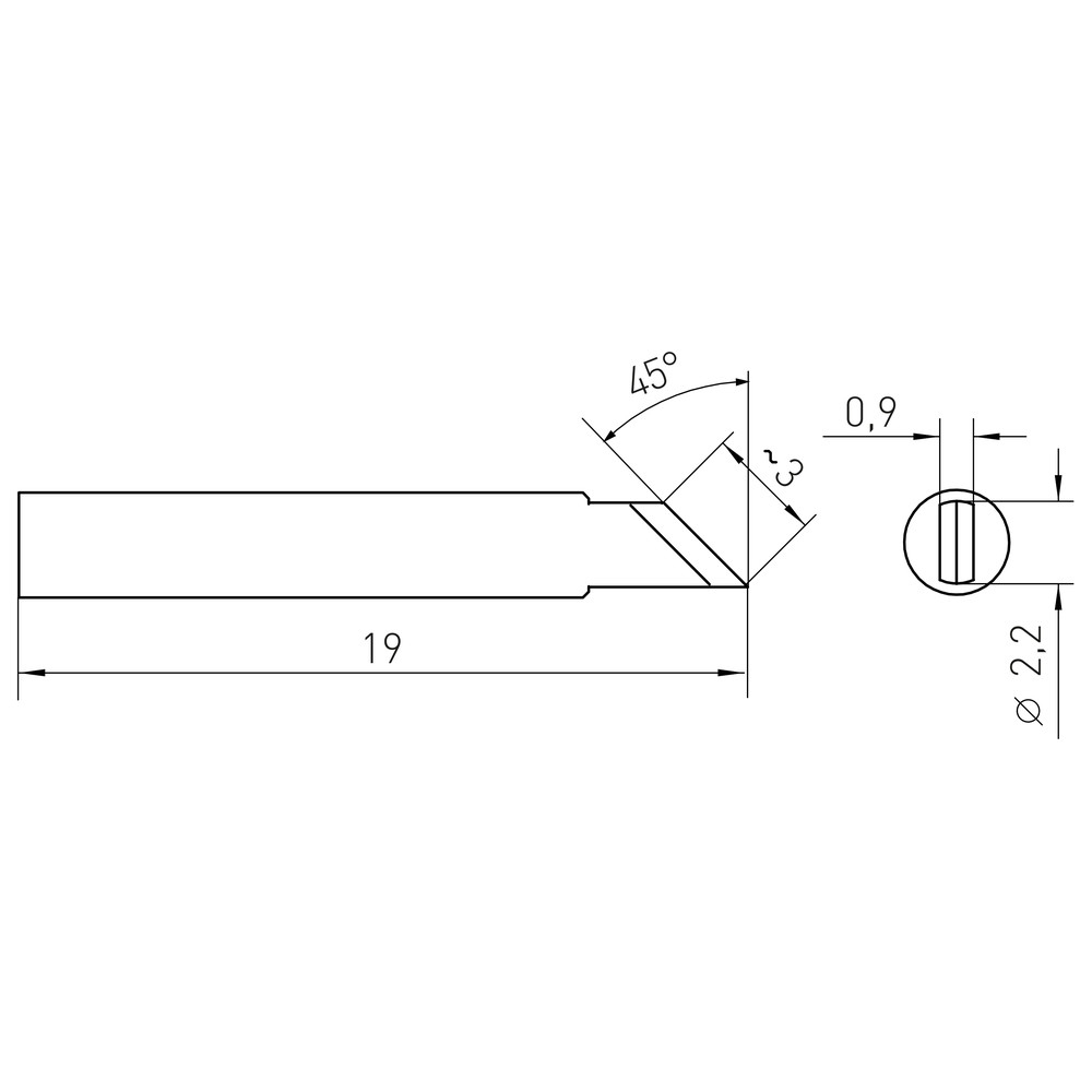 Lödspets RTM-serien, specialform, RTM 030 K/0,9 x 2,2 mm, blad - 2