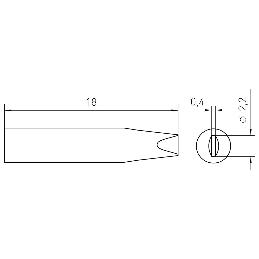 Lödspets RTM-serien, mejselformad, RTM 022 S/2,2 x 0,4 mm, rak - 2