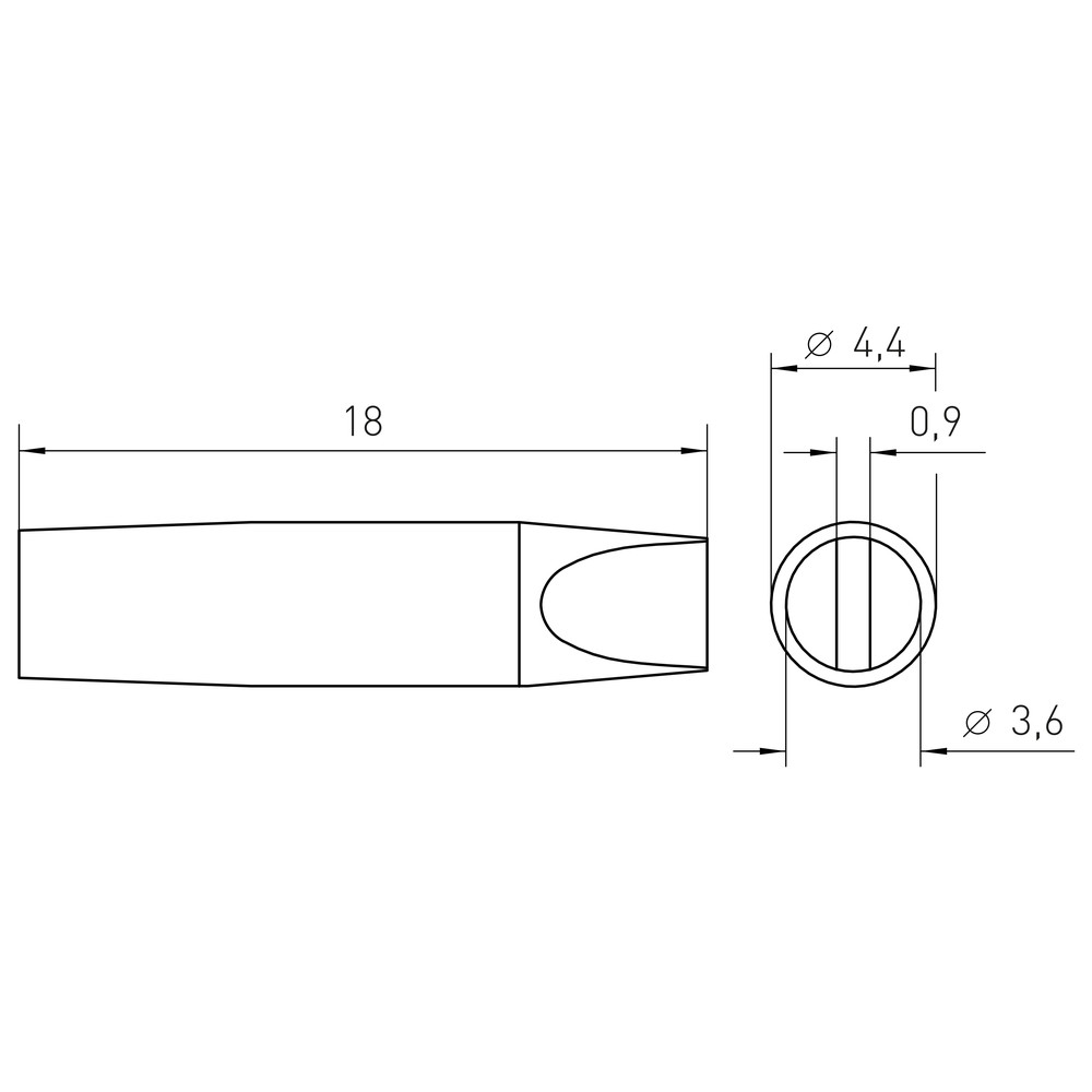 Soldering tip RTM series, chisel shape, RTM 036 S/3.6 x 0.9 mm, straight - 2
