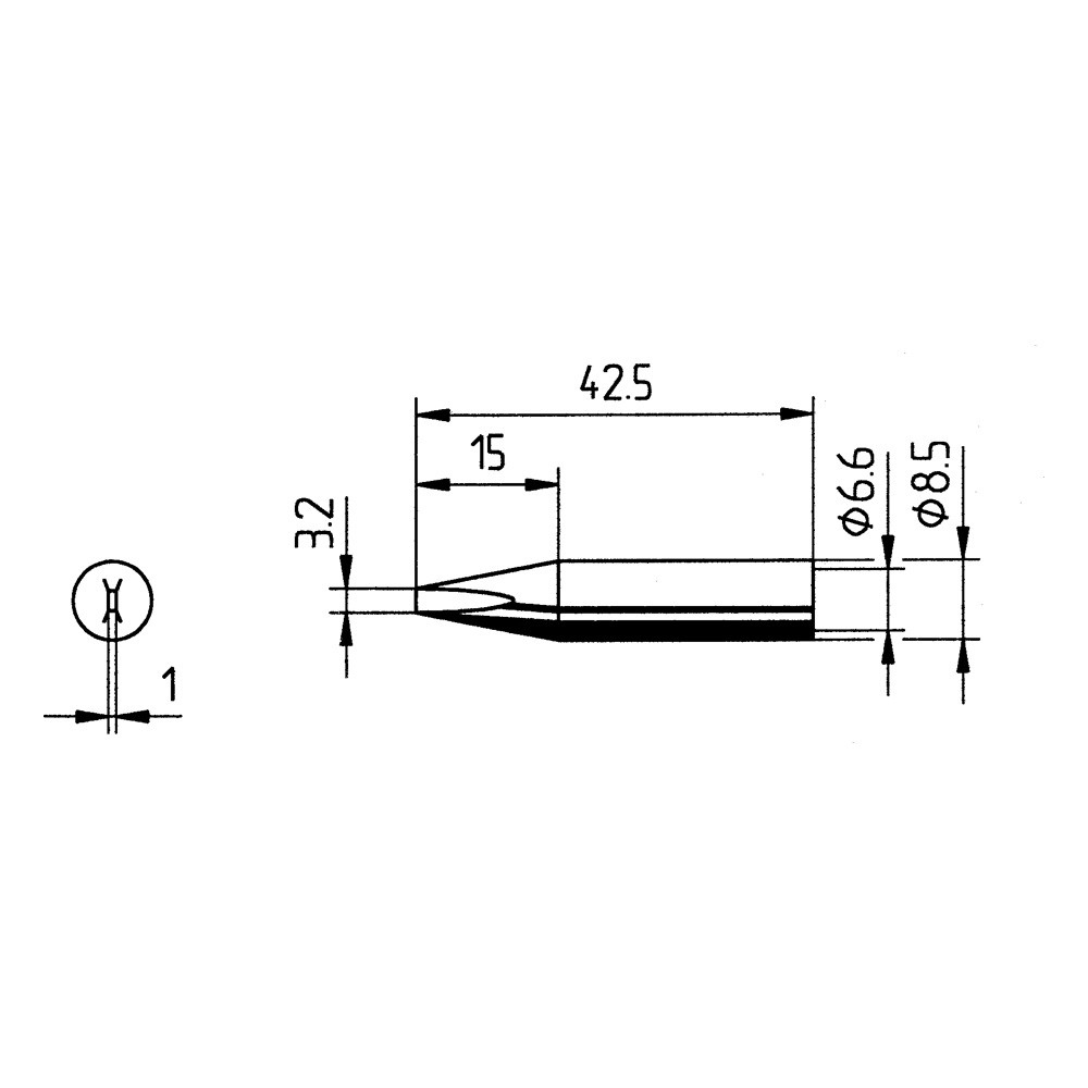 Soldering tip, Series 842, ED/3.2 mm, chisel-shaped, 1 piece