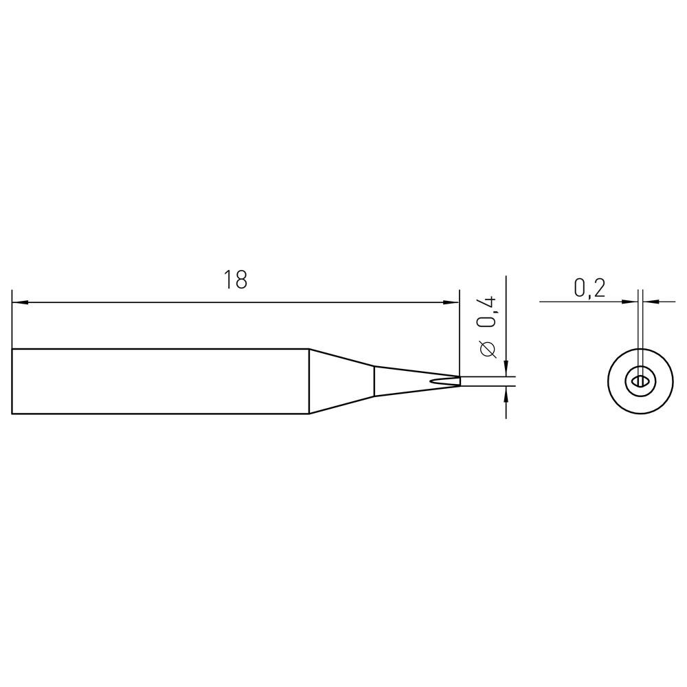 Soldering tip RTM series, chisel shape, RTM 004 S/0.4 x 0.2 mm, straight - 2