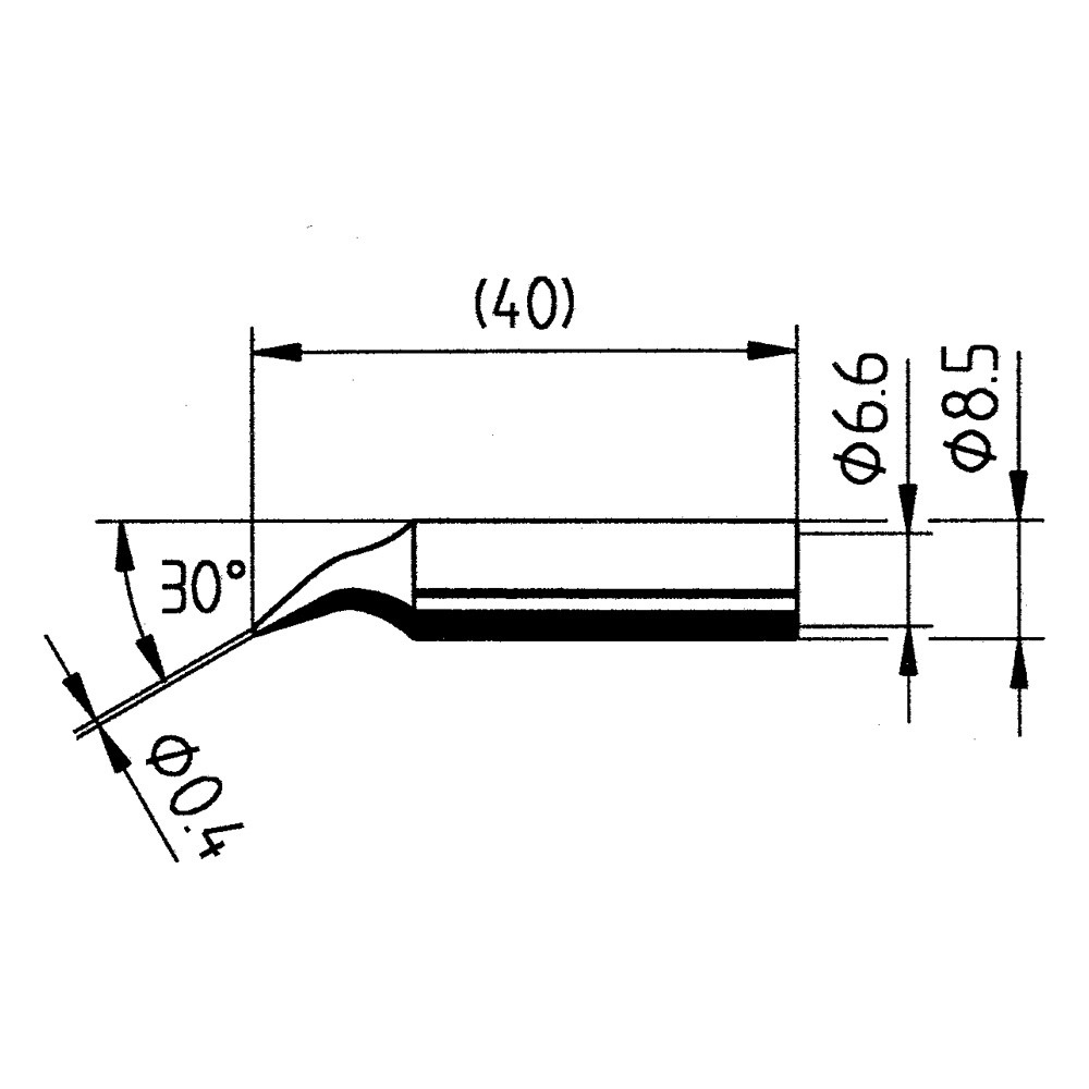Soldering tip, Series 842, ID/0.4 mm, pencil tip, angled, 1 piece