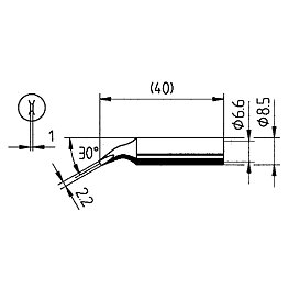 Soldering tip, Series 842, JD/2.2 mm, chisel-shaped, angled, 1 piece