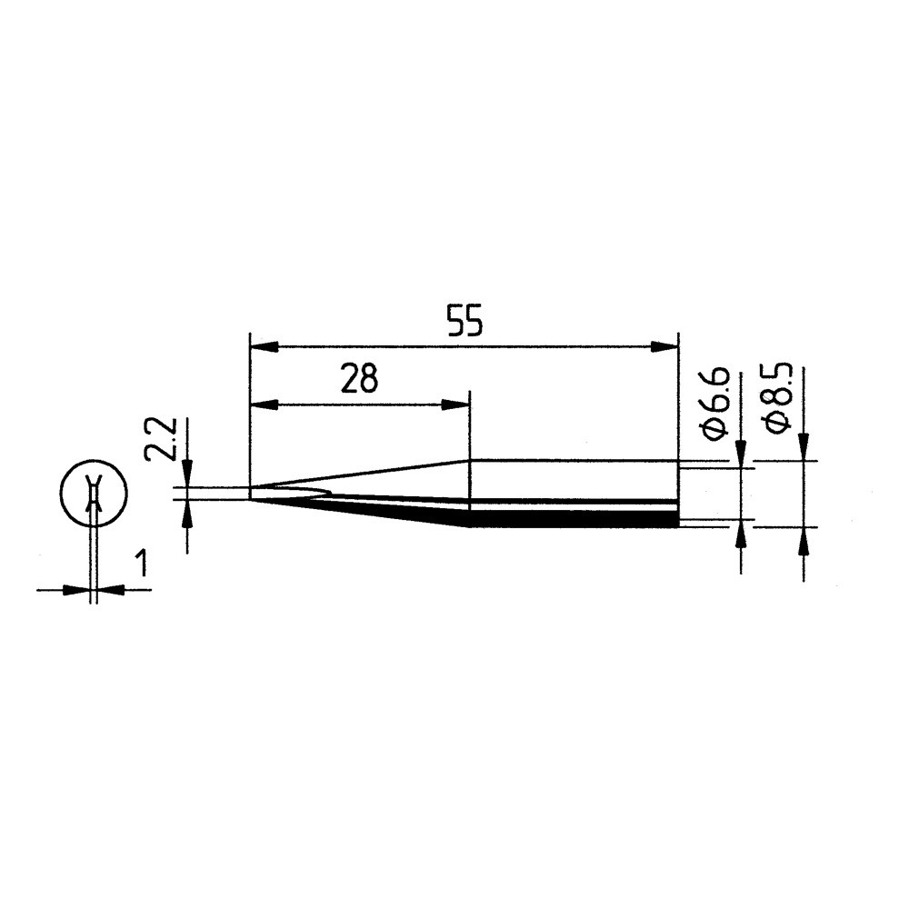 Soldering tip, Series 842, KD/2.2 mm, chisel-shaped, 1 piece