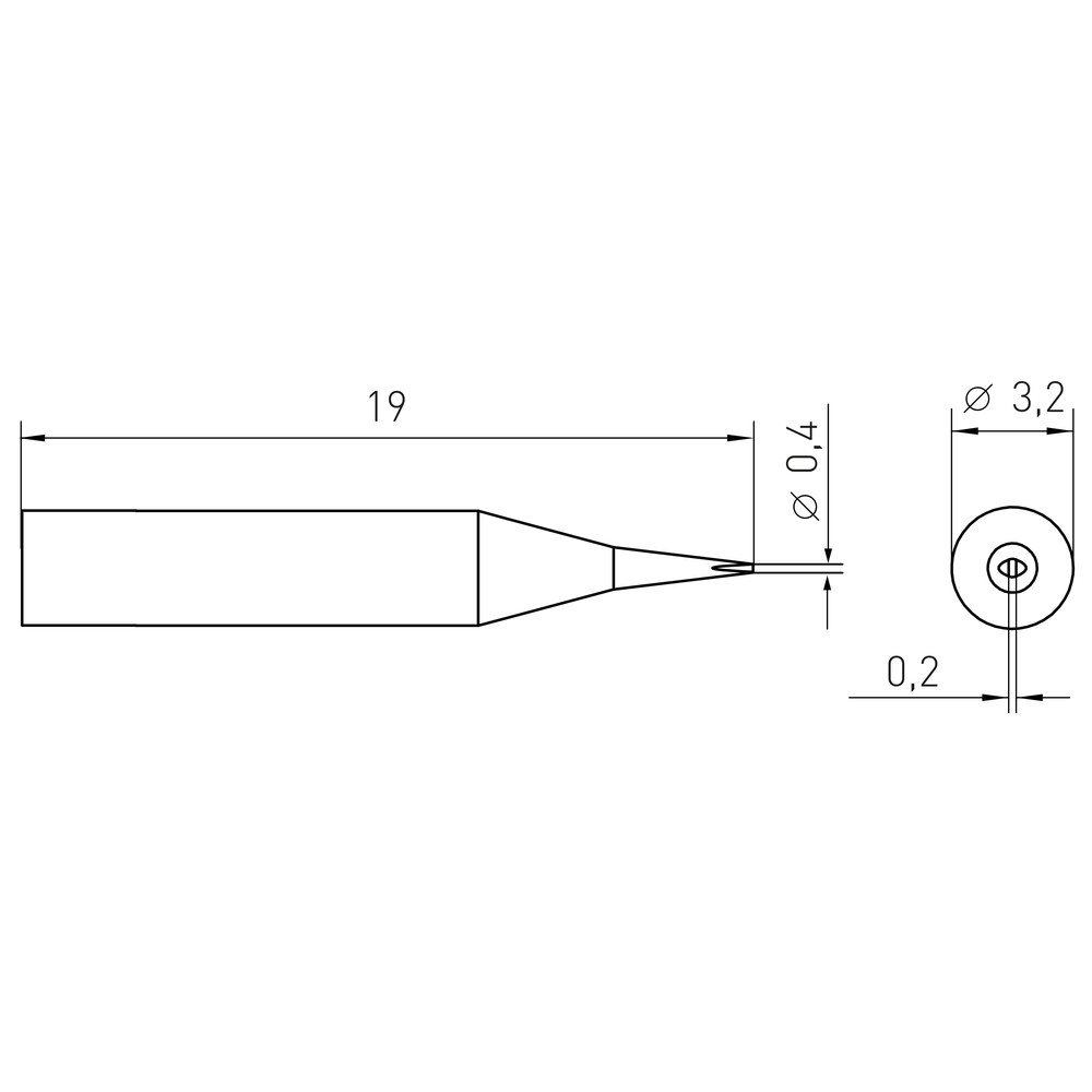 Lödspets RTM-serien, mejselformad, RTM 004 S MS/0,4 x 0,15 mm, rak - 2
