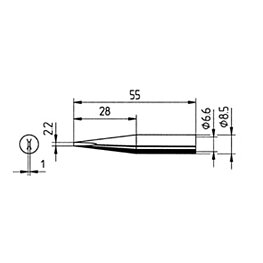 Soldering tip, Series 842, KDLF/2.2 mm, chisel-shaped, lead-free, 1 pc