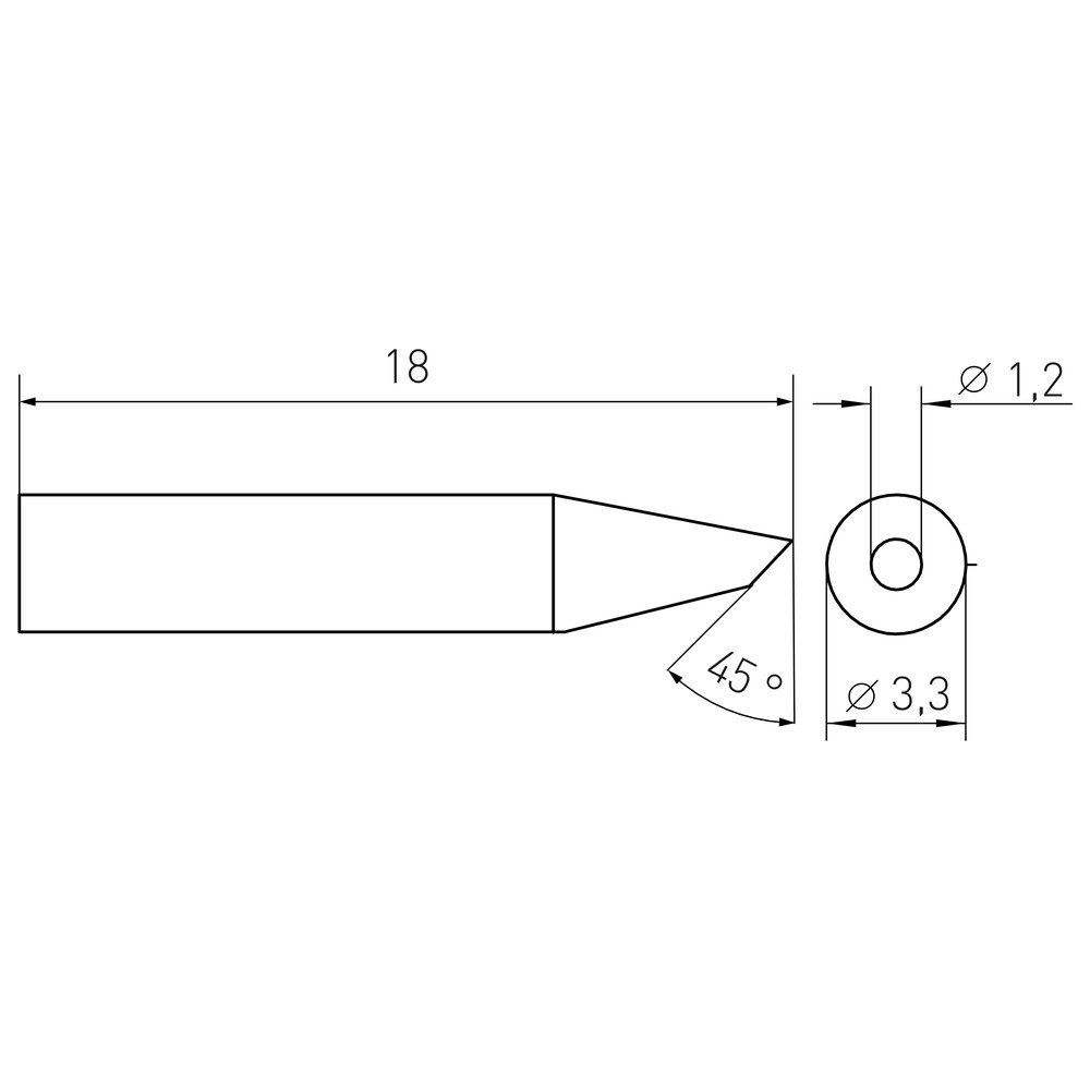 Lödspets RTM-serien, rund form, RTM 012 B MS/Ø 1,2 mm, fasad - 2