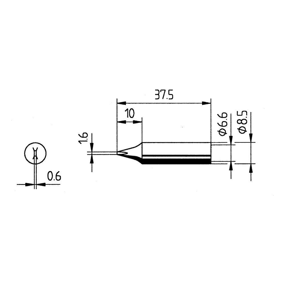 Soldering tip, Series 842, YD/1.6 mm, chisel-shaped, 1 pc