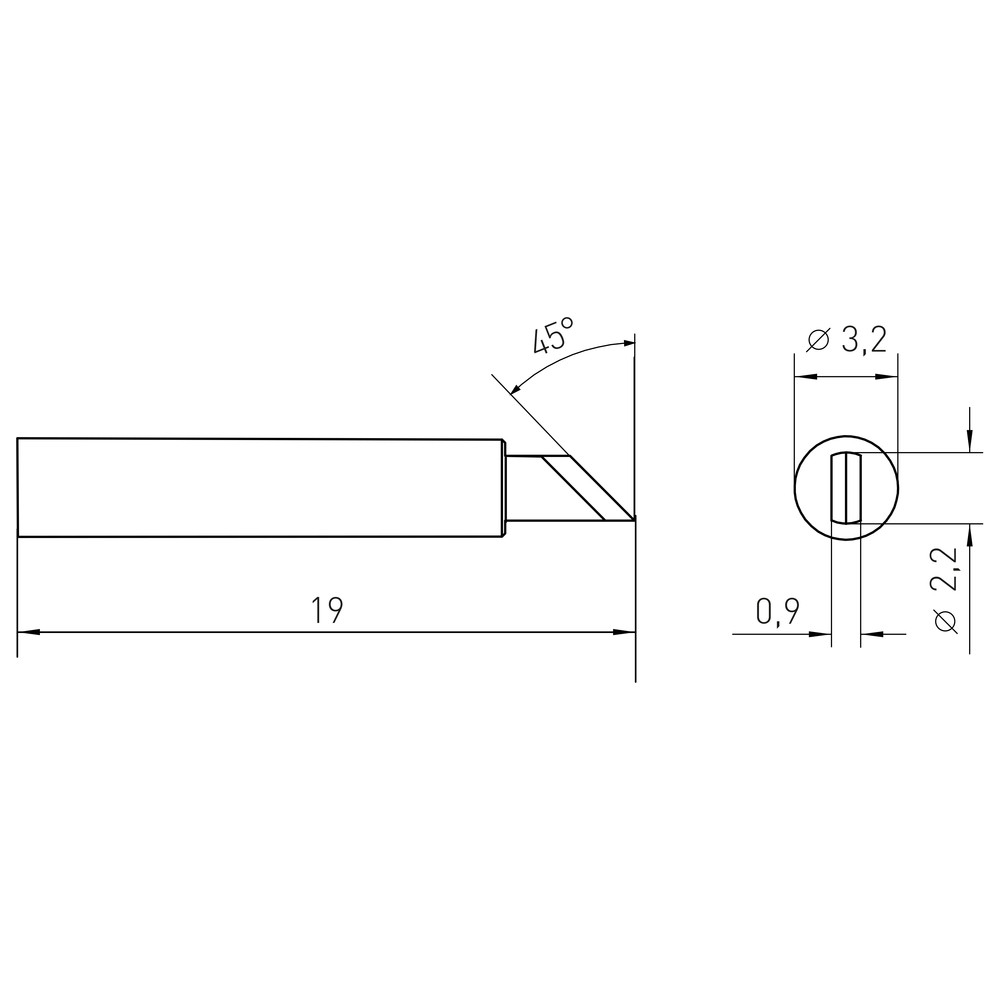 Lödspets RTM-serien, specialform, RTM 030 K MS/2,2 mm, blad/MS - 2