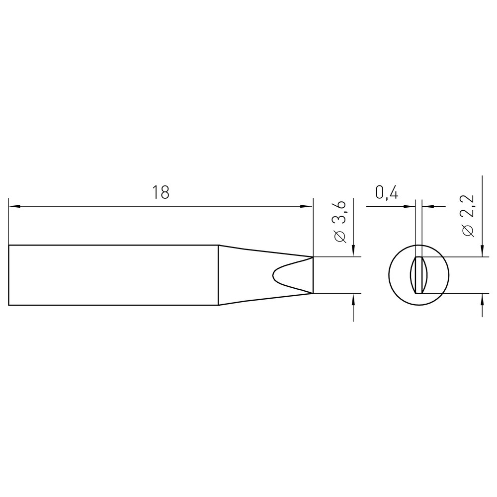 Lödspets RTM-serien, mejselformad, RTM 022 S MS/2,2 x 0,4 mm, rak - 2